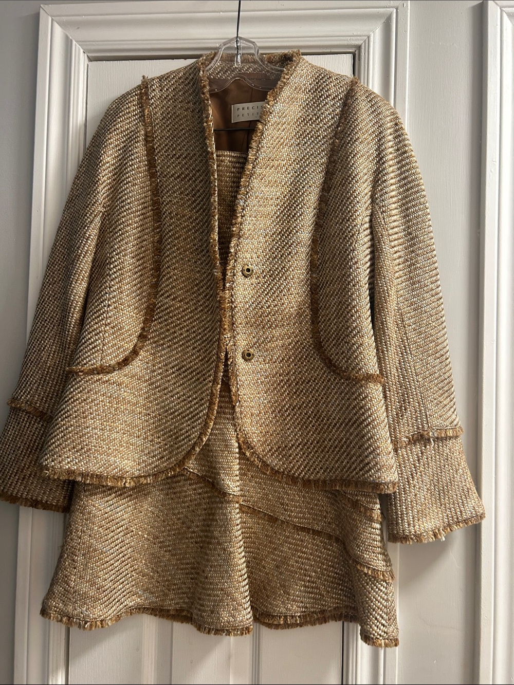 Vintage Gold & Beige Tweed Skirt Suit – Precis Petite